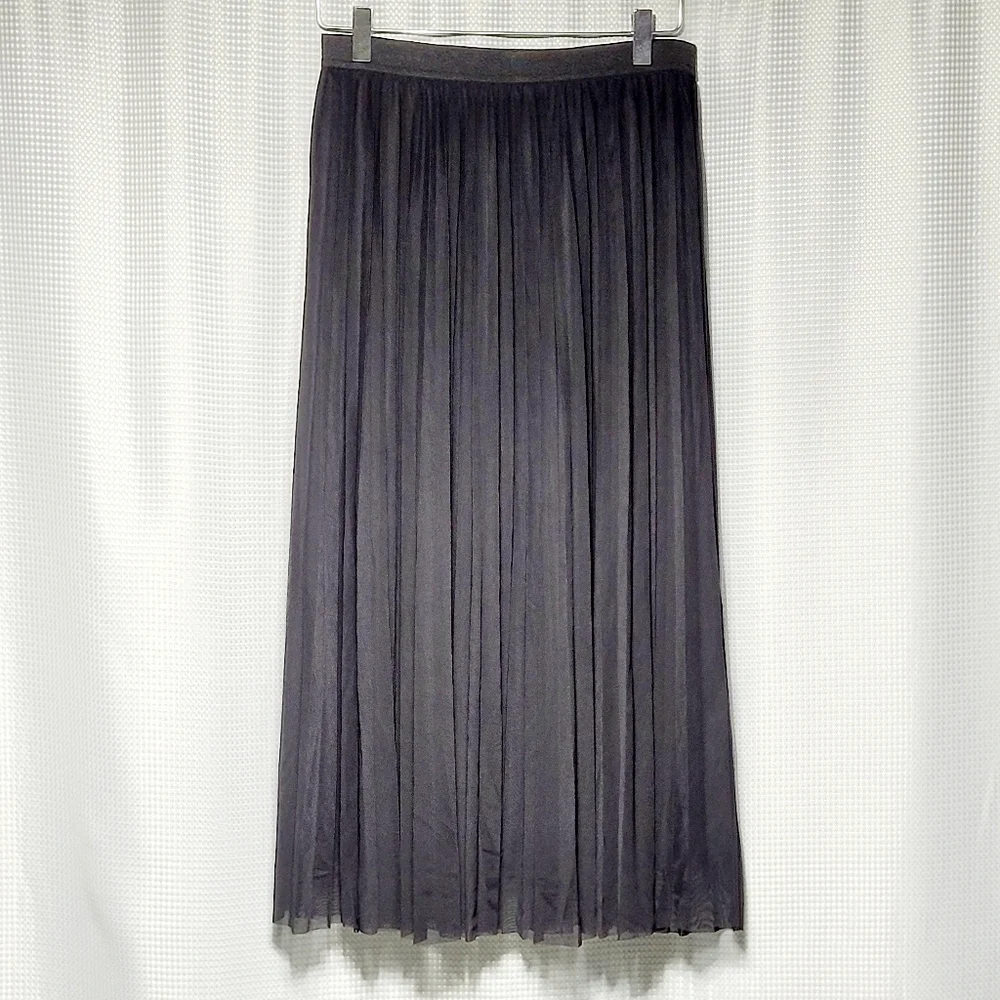 Sincerely Jules Black Pleated Shear Flowy Maxi Skirt Women's (L) - Picture 1 of 9